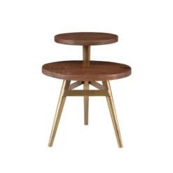 Wood Gold Accent Tiered Side Table-Kirkland's Home Flash Sale