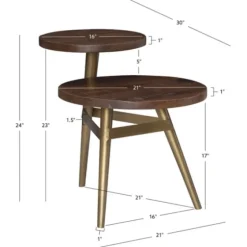 Wood Gold Accent Tiered Side Table-Kirkland's Home Flash Sale