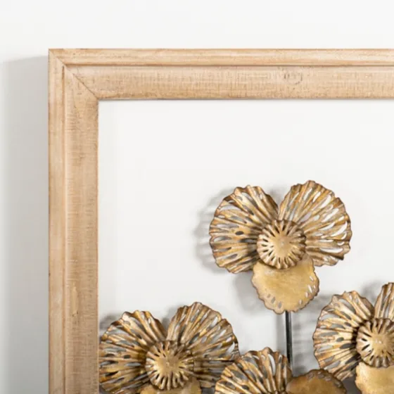 Wood Gold Metal Flowers Ii Wall Plaque-Kirkland's Home Flash Sale