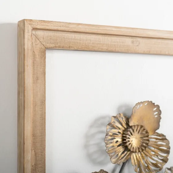 Wood Gold Metal Flowers I Wall Plaque-Kirkland's Home Hot