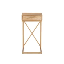 Wood Gold Metal X-Frame Base C Table-Kirkland's Home Sale