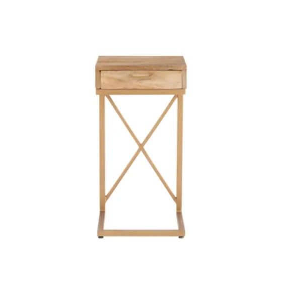 Wood Gold Metal X-Frame Base C Table-Kirkland's Home Sale