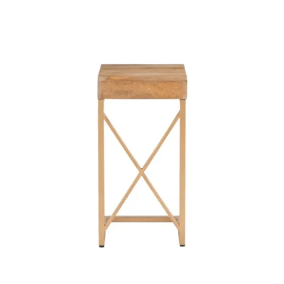 Wood Gold Metal X-Frame Base C Table-Kirkland's Home Sale