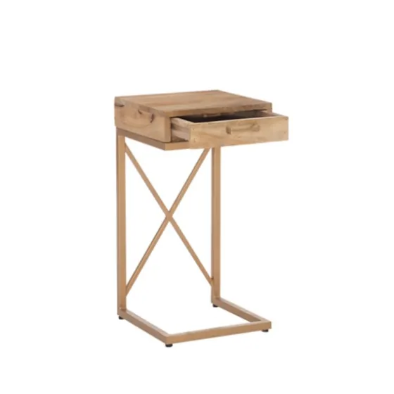Wood Gold Metal X-Frame Base C Table-Kirkland's Home Sale