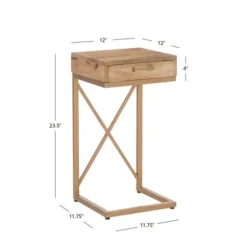Wood Gold Metal X-Frame Base C Table-Kirkland's Home Sale