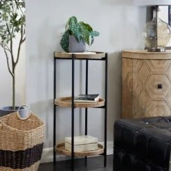 Wood Mesh Woven 3-Tier Accent Table-Kirkland's Home Best Sale
