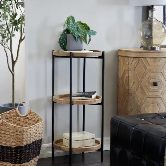 Wood Mesh Woven 3-Tier Accent Table-Kirkland's Home Best Sale