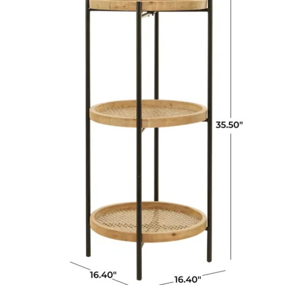 Wood Mesh Woven 3-Tier Accent Table-Kirkland's Home Best Sale