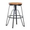 Wood Metal Black Industrial Adjustable Stool-Kirkland's Home Cheap