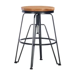 Wood Metal Black Industrial Adjustable Stool-Kirkland's Home Cheap