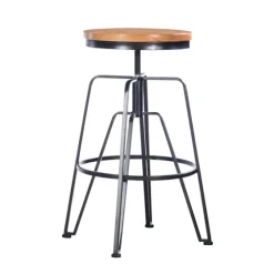 Wood Metal Black Industrial Adjustable Stool-Kirkland's Home Cheap