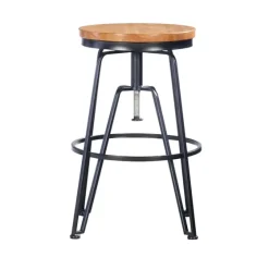 Wood Metal Black Industrial Adjustable Stool-Kirkland's Home Cheap