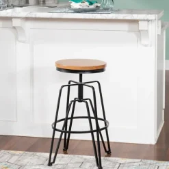 Wood Metal Black Industrial Adjustable Stool-Kirkland's Home Cheap