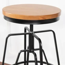 Wood Metal Black Industrial Adjustable Stool-Kirkland's Home Cheap