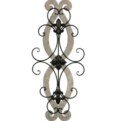 Wood Metal Fleur De Lis Scroll Wall Plaque-Kirkland's Home Clearance