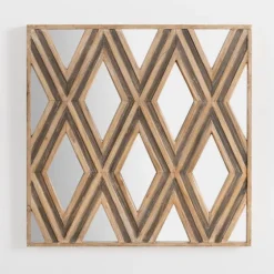 Wood Mirrored Diamond Panel Wall Plaque-Kirkland's Home Cheap
