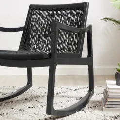 Wood Modern Woven Rocking Chair-Kirkland's Home Discount