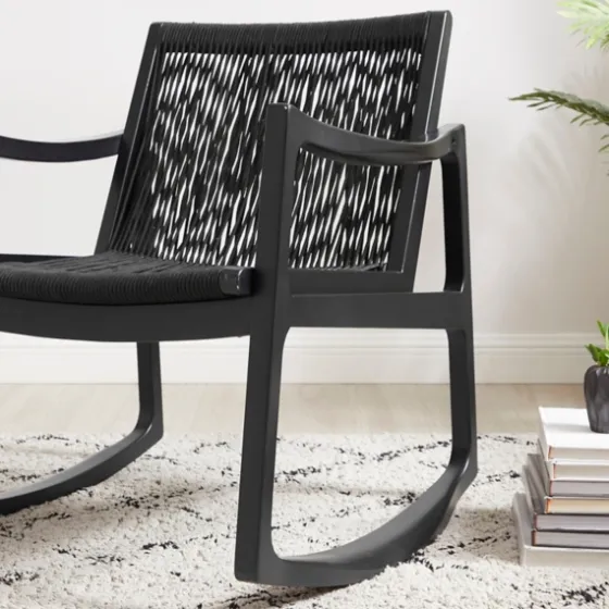 Wood Modern Woven Rocking Chair-Kirkland's Home Discount