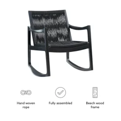 Wood Modern Woven Rocking Chair-Kirkland's Home Discount