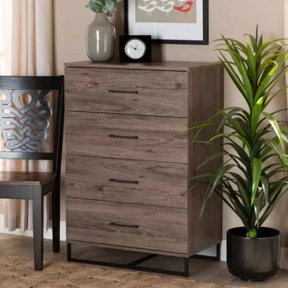 Wood Oak Finish 4-Drawer Chest-Kirkland's Home Hot