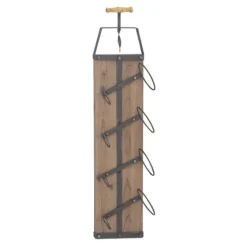 Wood Panel Black Metal Wine Rack-Kirkland's Home Cheap