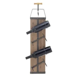 Wood Panel Black Metal Wine Rack-Kirkland's Home Cheap