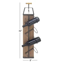 Wood Panel Black Metal Wine Rack-Kirkland's Home Cheap