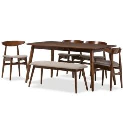 Wood 6-Pc. Mid-Century Modern Dining Set-Kirkland's Home Shop