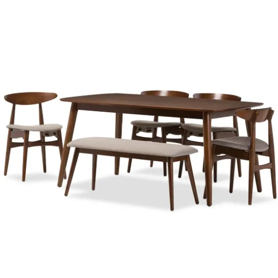 Wood 6-Pc. Mid-Century Modern Dining Set-Kirkland's Home Shop