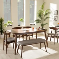 Wood 6-Pc. Mid-Century Modern Dining Set-Kirkland's Home Shop