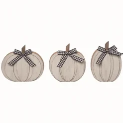 Wood Pumpkins With Bows, Set Of 3-Kirkland's Home Discount