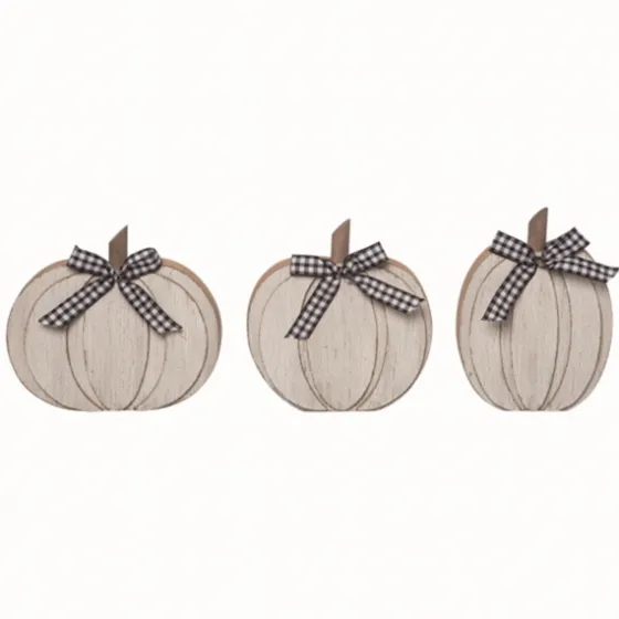 Wood Pumpkins With Bows, Set Of 3-Kirkland's Home Discount