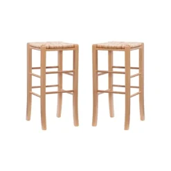 Wood Seagrass Backless 2-Pc. Bar Stool Set-Kirkland's Home Best