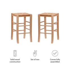 Wood Seagrass Backless 2-Pc. Counter Stool Set-Kirkland's Home Best Sale