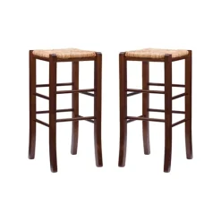 Wood Seagrass Backless 2-Pc. Bar Stool Set-Kirkland's Home Discount