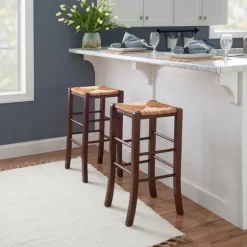 Wood Seagrass Backless 2-Pc. Bar Stool Set-Kirkland's Home Discount