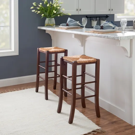 Wood Seagrass Backless 2-Pc. Bar Stool Set-Kirkland's Home Discount