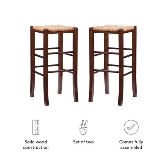 Wood Seagrass Backless 2-Pc. Bar Stool Set-Kirkland's Home Discount