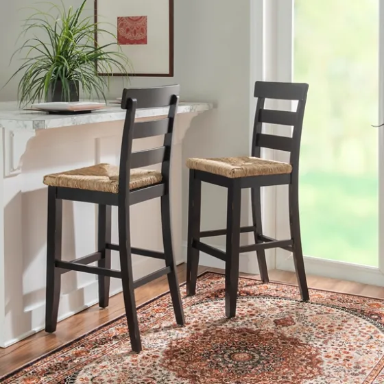Wood Seagrass Seat Slat Back Bar Stool-Kirkland's Home Discount