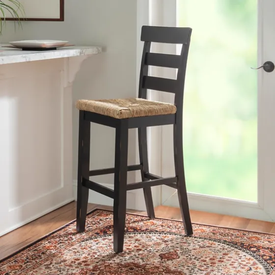 Wood Seagrass Seat Slat Back Bar Stool-Kirkland's Home Discount