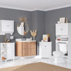 Wood Shutter Door Open Shelf Cabinet-Kirkland's Home Shop