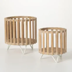 Wood Slat Planter Stands, Set Of 2-Kirkland's Home Shop