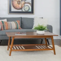 Wood Slatted Bottom Shelf Coffee Table-Kirkland's Home Sale