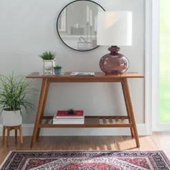 Wood Slatted Bottom Shelf Console Table-Kirkland's Home Hot