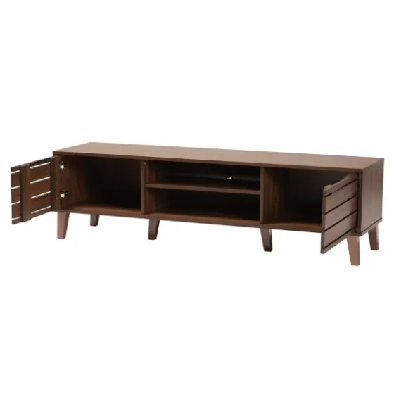 Wood Slatted Midcentury Tv Stand-Kirkland's Home Fashion