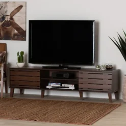 Wood Slatted Midcentury Tv Stand-Kirkland's Home Fashion