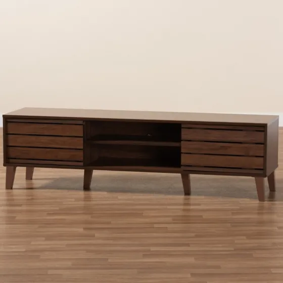Wood Slatted Midcentury Tv Stand-Kirkland's Home Fashion