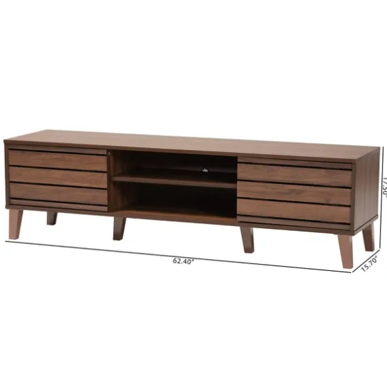 Wood Slatted Midcentury Tv Stand-Kirkland's Home Fashion