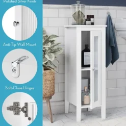 Wood Slim Single Glass Door Floor Cabinet-Kirkland's Home Best Sale