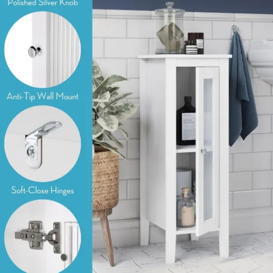 Wood Slim Single Glass Door Floor Cabinet-Kirkland's Home Best Sale